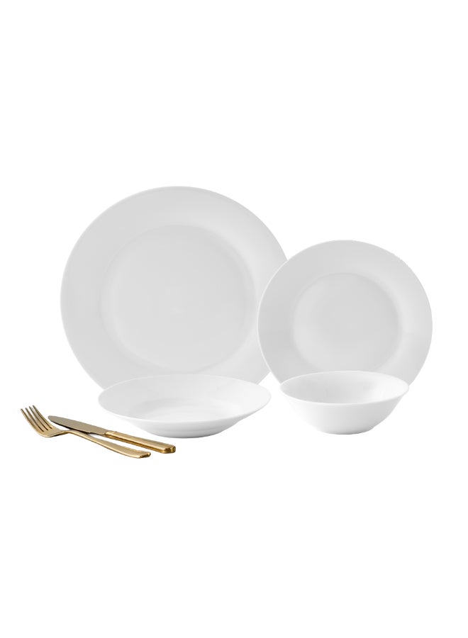 طقم عشاء مستدير ناصع البياض بتصميم عصري 24 قطعة أبيض 31 x 23.5 x 34 سم HIGHWHITE- RD 24PCS